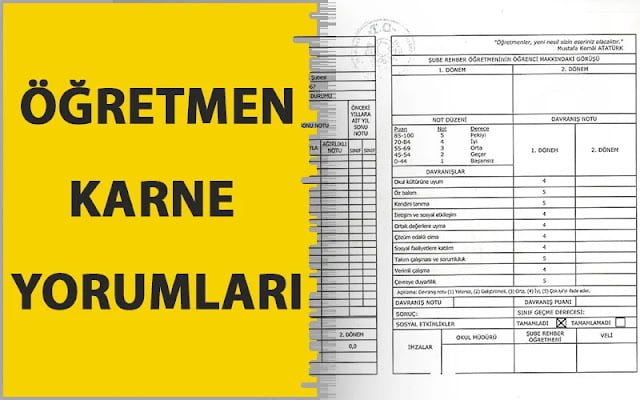 Öğretmen Karne Yorumları, Sözleri Öğretmen Karne Yorumları