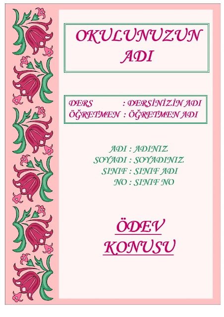 ödev kapakları ödev kapakları