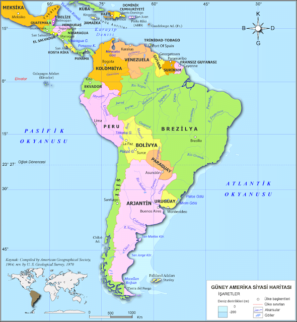 Güney Amerika Haritası Güney Amerika Haritası