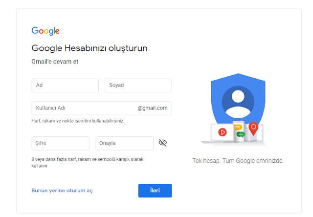 Gmail Ücretsiz Kayıt Ol