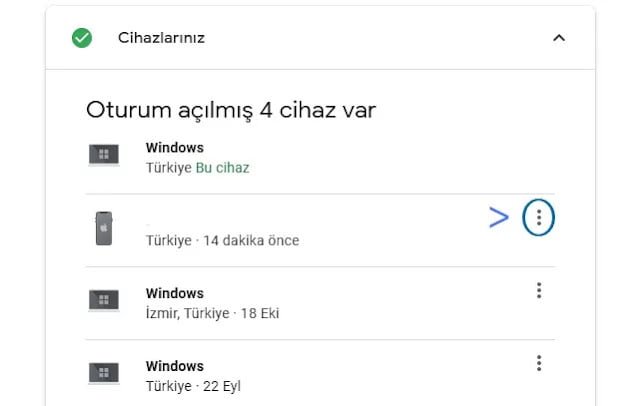 Google Hesabı Oturum Kontrolü