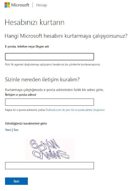 Hotmail Hesabını Kurtar