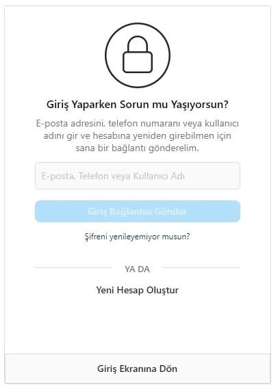Instagram Şifre Yenileme