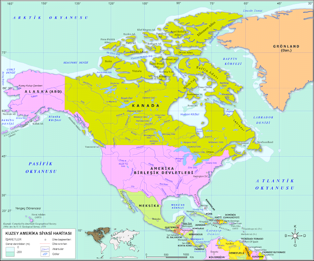 Kuzey Amerika Haritası Kuzey Amerika Haritası