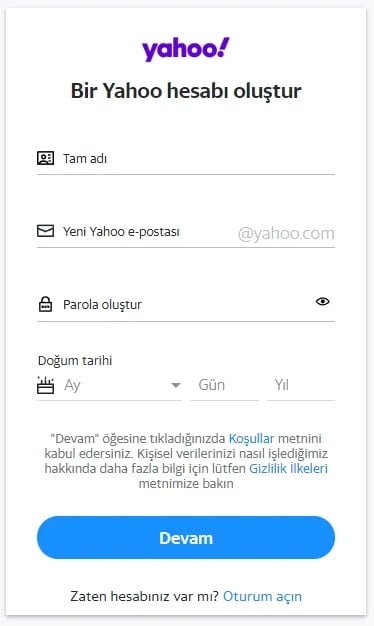 Yahoo hesap Yahoo hesap