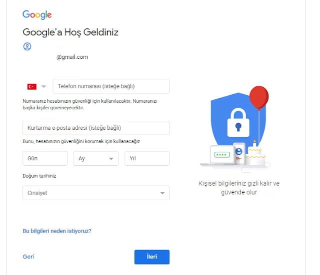gmail kayıt