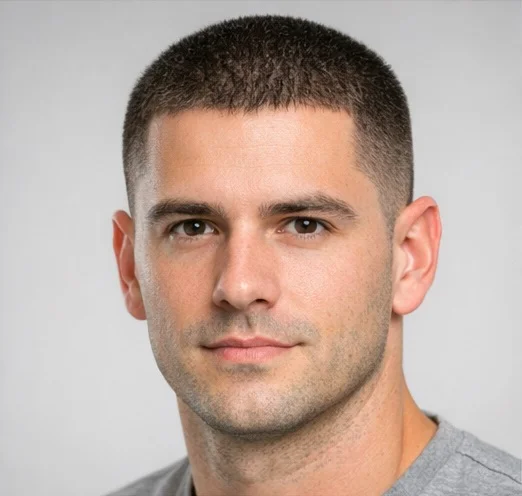 modern buzz cut saç modeli erkek hafif dokulu kısa saç