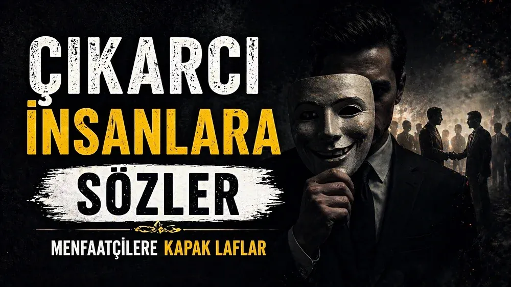 Maske tutan takım elbiseli bir figür ile çıkarcı insanlara sözler ve menfaatçilere kapak laflar temasını anlatan etkileyici kapak görseli.