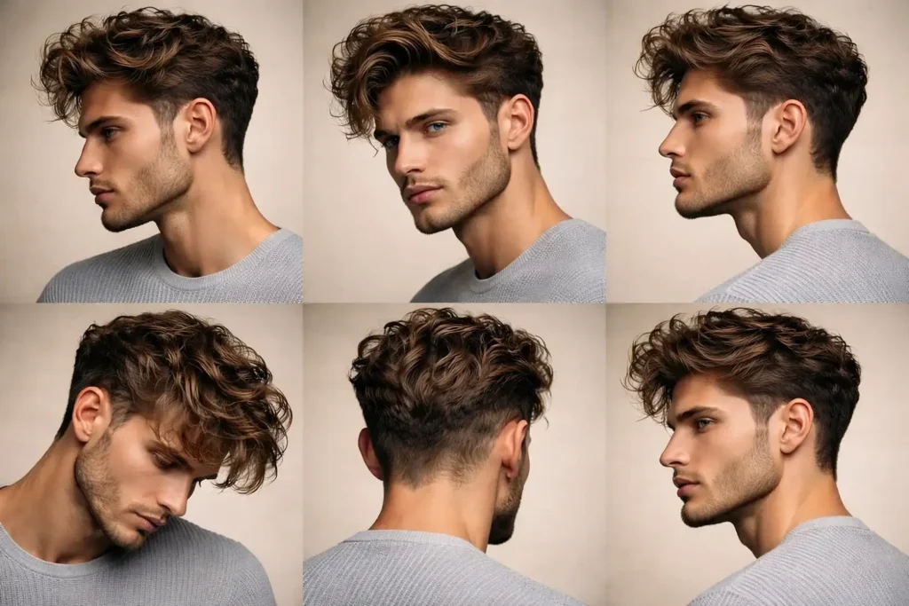 Katlı, hacimli ve belirgin dalga dokusuna sahip textured waves erkek saç modeli.