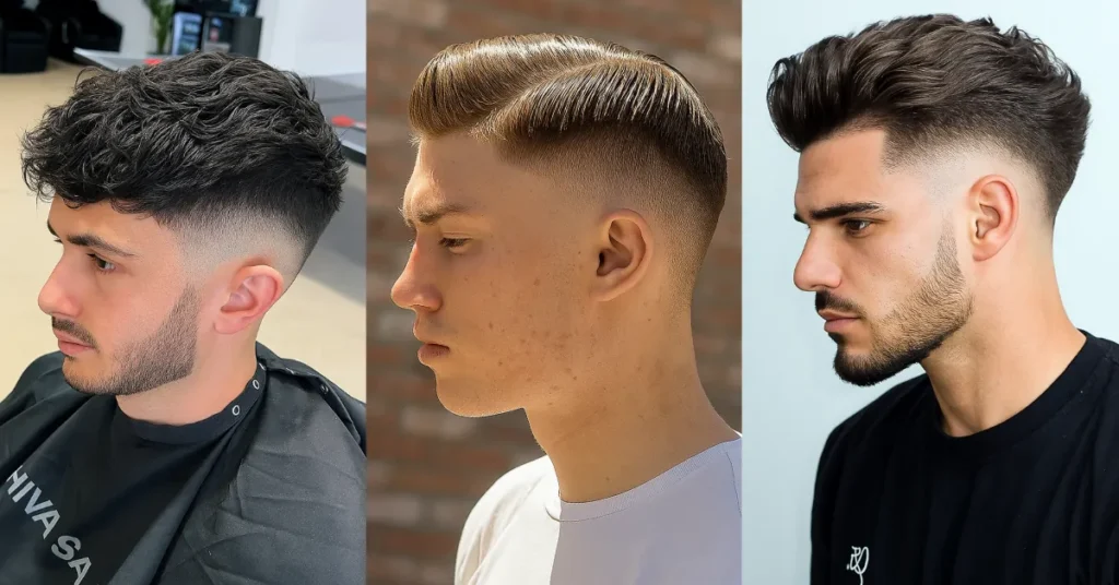 drop fade saç modeli erkek enseye doğru kavisli modern kesim