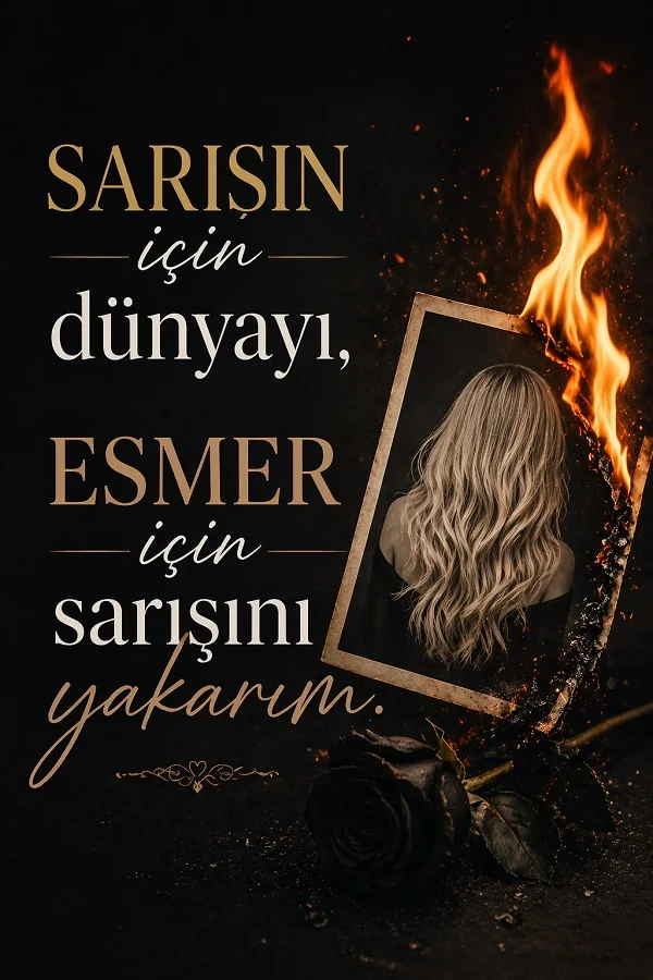 Sarışın için dünyayı esmer için sarışını yakarım yazılı dramatik söz görseli.