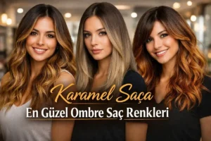 Karamel saç üzerine uygulanmış bal köpüğü, küllü bej ve bakır ombre saç renkleri örnekleri