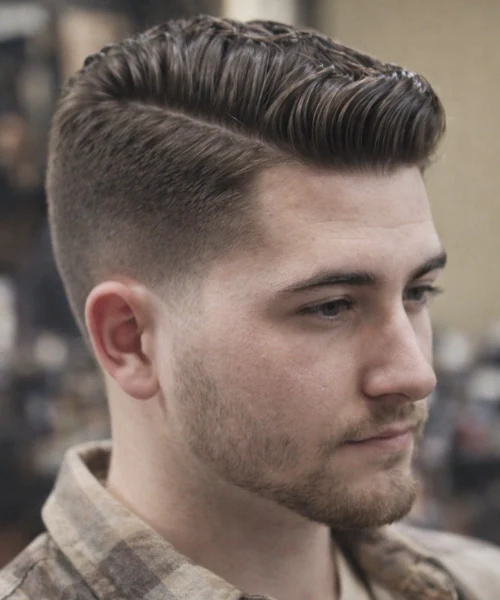 kare yüz side part fade saç modeli erkek modern kesim