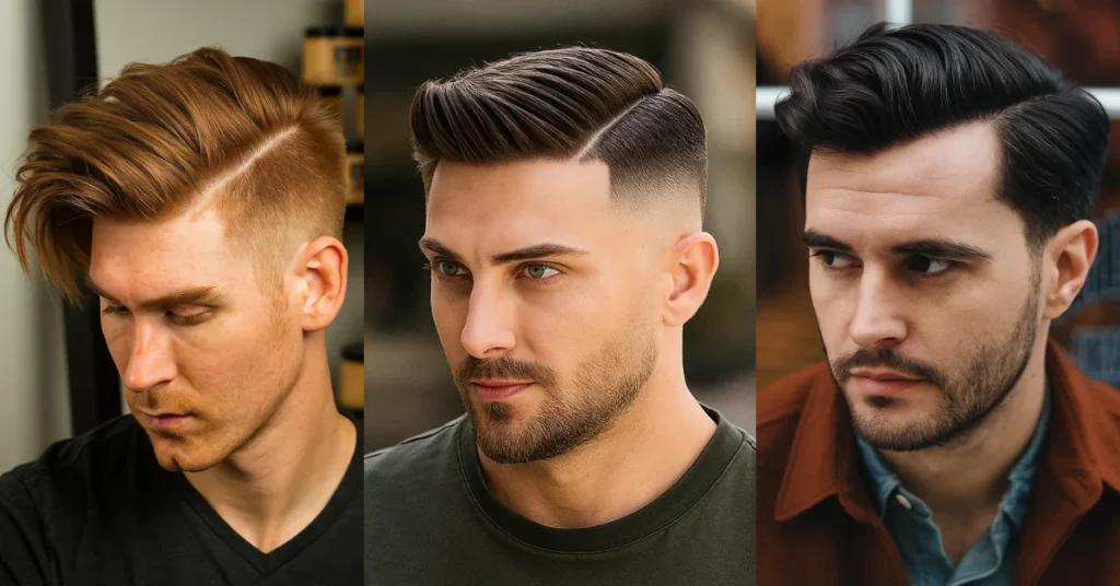 kare yüz side part saç modeli erkek klasik yan ayrım kesim