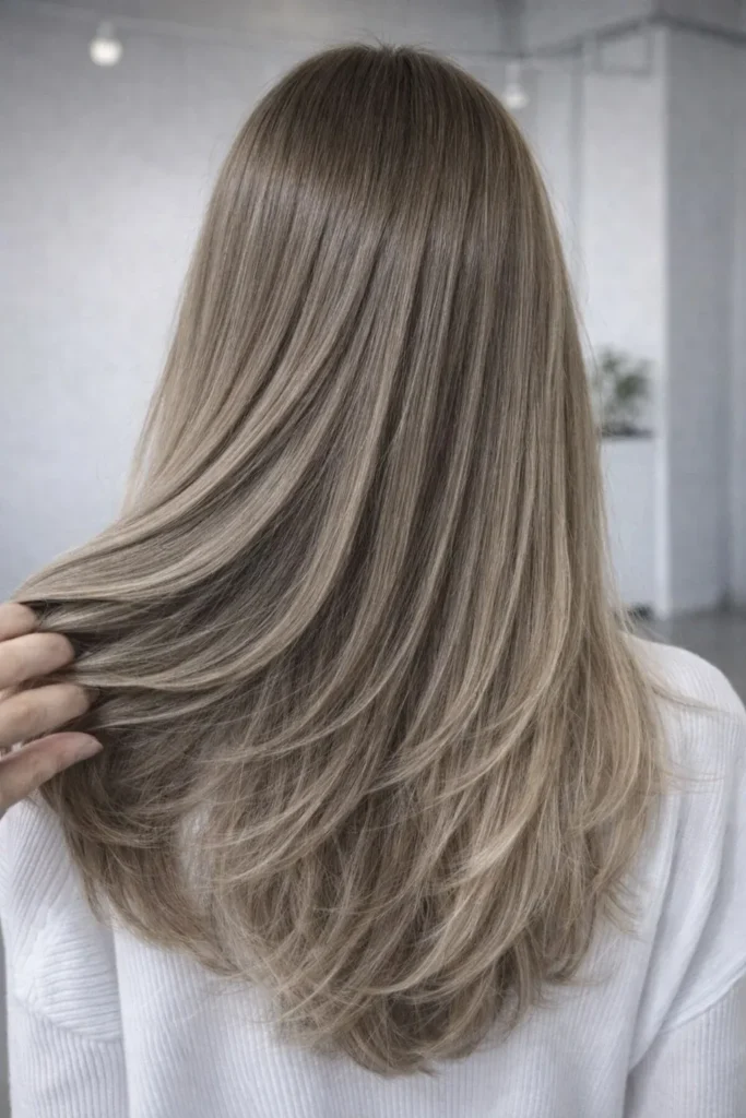 küllü bej ombre düz uzun saç modeli parlak ve doğal görünüm