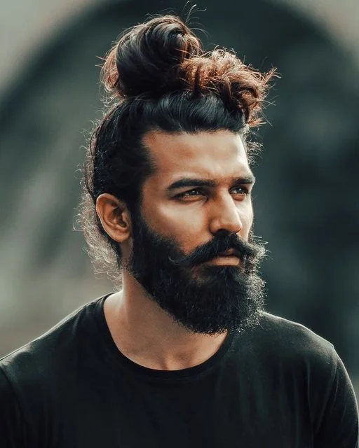 yüksek man bun saç modeli erkek top knot modern stil