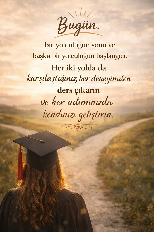 mezuniyet sözleri yeni başlangıç motivasyon mesajı kep takan öğrenci manzara