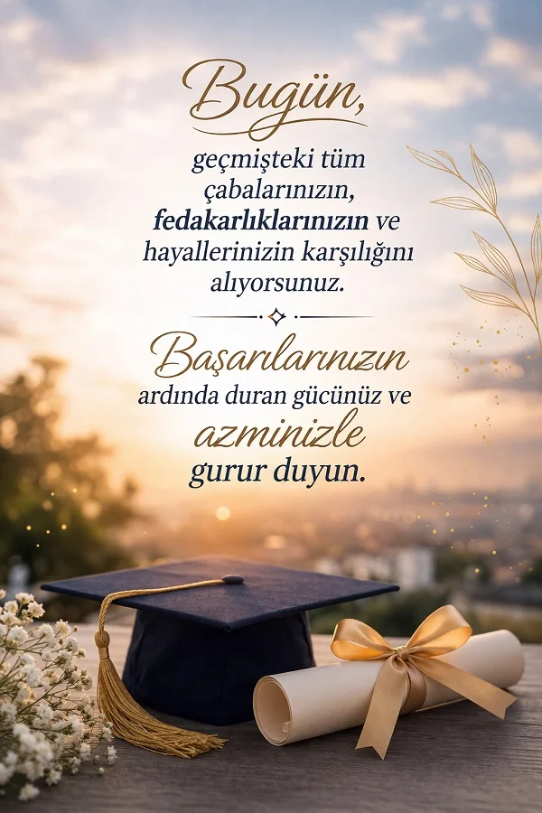 anlamlı mezuniyet sözleri kep ve diploma başarı motivasyon mesajı