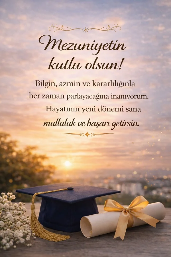 mezuniyet kutlama sözleri kep diploma manzara başarı mesajı