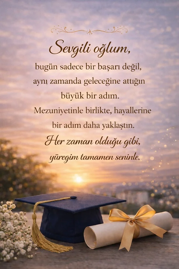 oğluma mezuniyet sözleri duygusal mesaj kep ve diploma