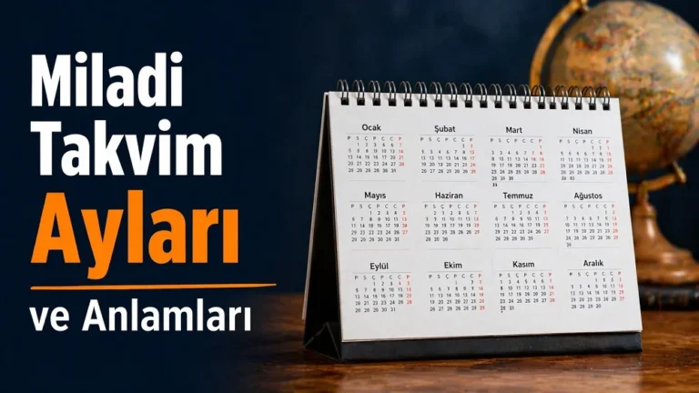 Miladi takvim ayları ve anlamları yazılı masa takvimi ile hazırlanmış bilgilendirici kapak görseli.