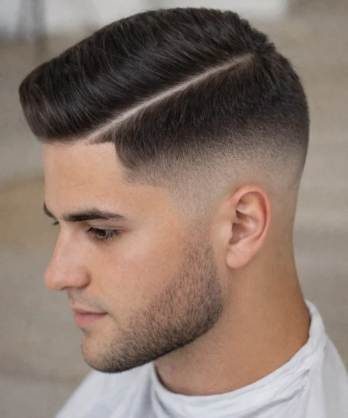 orta fade saç modeli erkek dengeli geçişli modern kesim