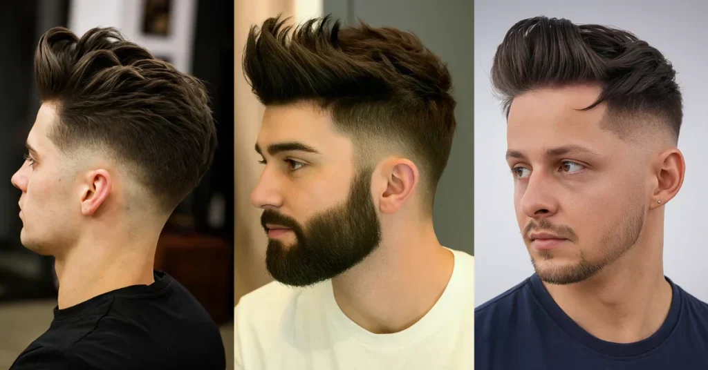 klasik quiff saç modeli erkek hacimli ön saç stili