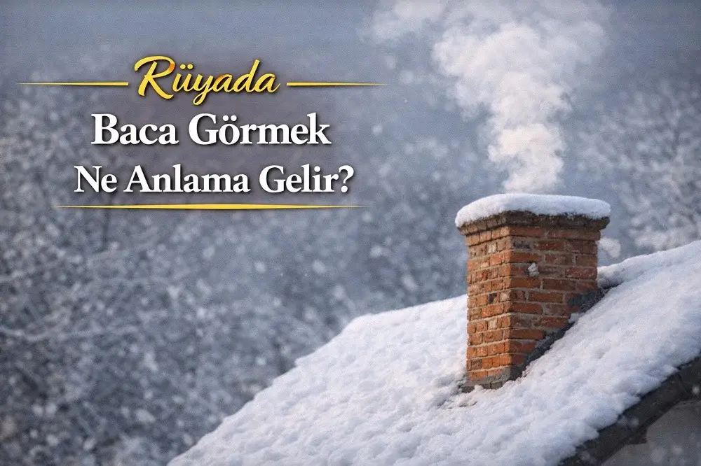 Karlı çatıda duman çıkan baca görseli, Rüyada Baca Görmek Ne Anlama Gelir başlıklı rüya tabiri içeriği için hazırlanmış kapak görseli