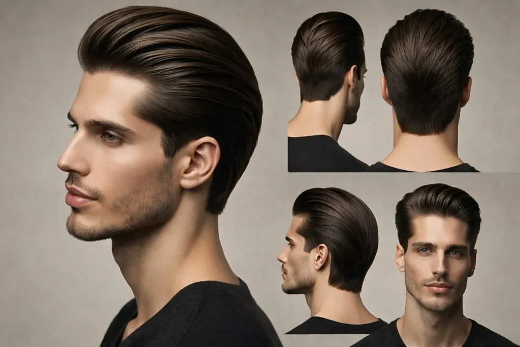 Slicked Back Orta Boy Saç Kesimi Erkek
