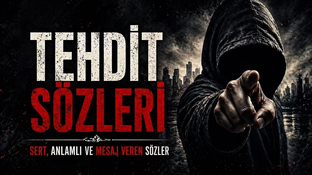 Karanlık arka planda parmağını uzatan kapüşonlu figür ile tehdit sözleri temasını anlatan etkileyici kapak görseli.