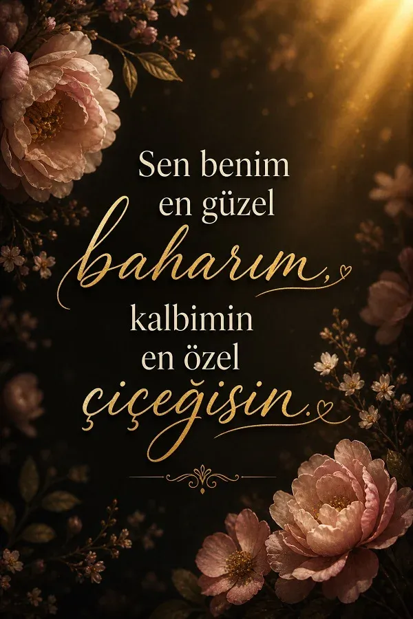 Romantik çiçekler ve aşk temalı anlamlı söz