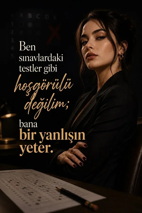 Sert bakışlı kadın ve cool sert söz