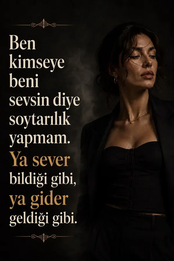 Kadın portresi ve kendini değiştirmeyen insanlarla ilgili anlamlı söz bulunan görsel