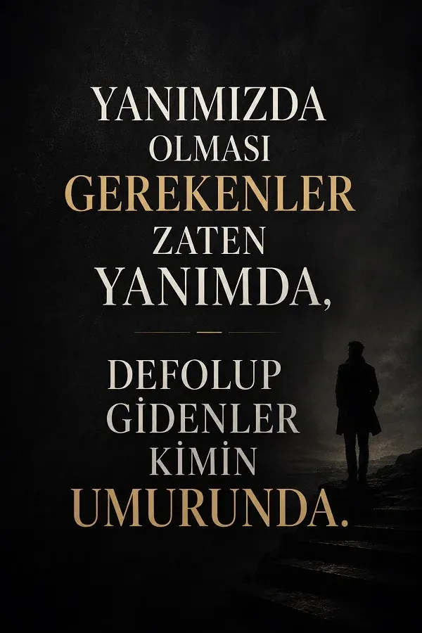 Yalnız insan silueti ve umursamamak üzerine sert söz bulunan görsel
