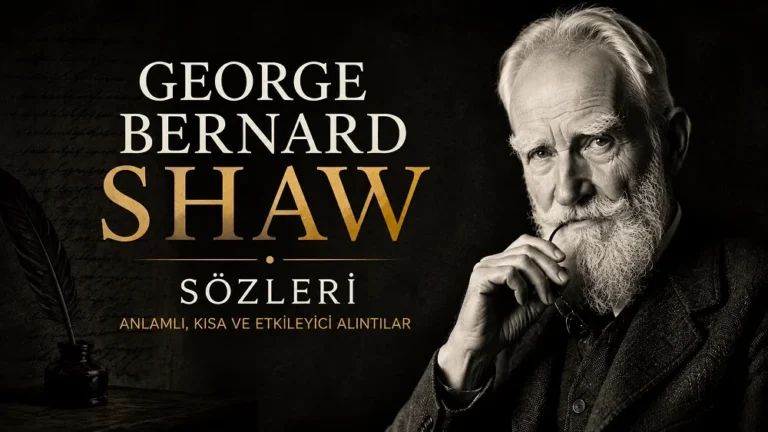 Koyu arka plan üzerinde George Bernard Shaw portresi ve “George Bernard Shaw Sözleri” yazısının yer aldığı vintage tarzda kapak görseli.