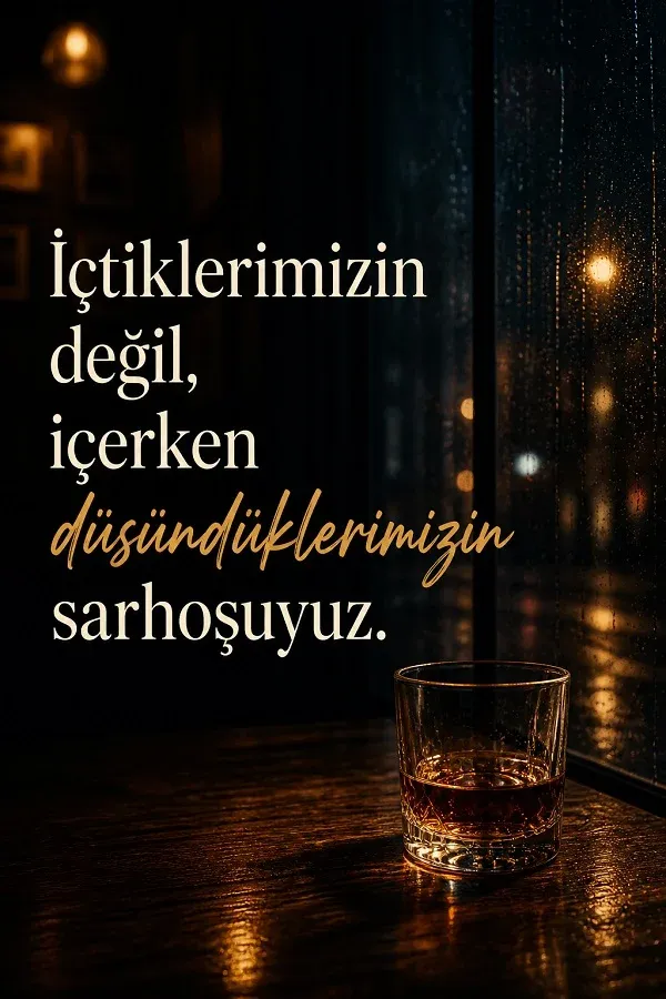 Kadeh ve gece atmosferinde anlamlı havalı söz