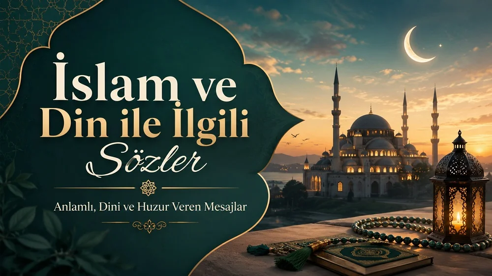 Cami, hilal, kandil, tesbih ve Kur’an detaylarıyla hazırlanmış huzur veren İslam ve din temalı kapak görseli.