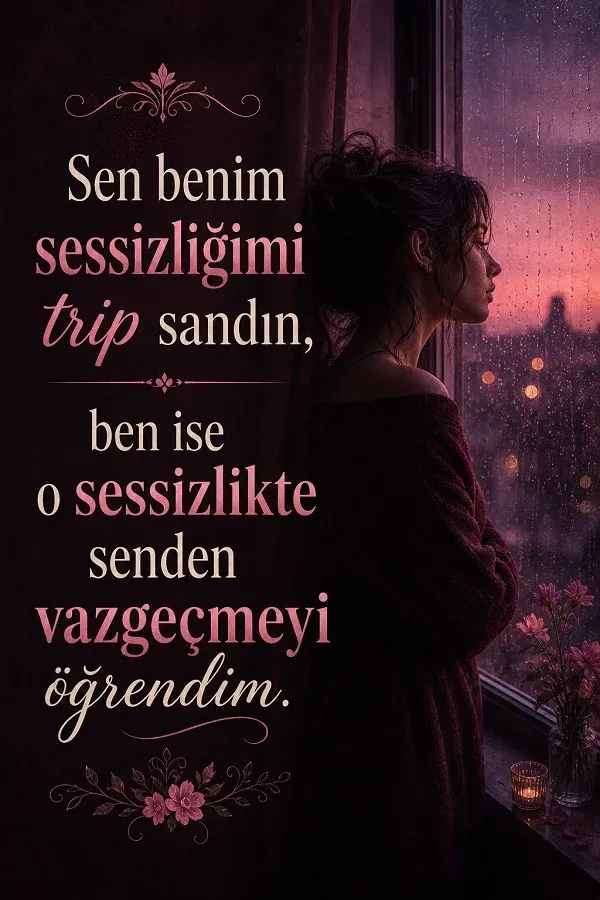 Yağmurlu cam önünde duran kadın ve duygusal kapris sözleri