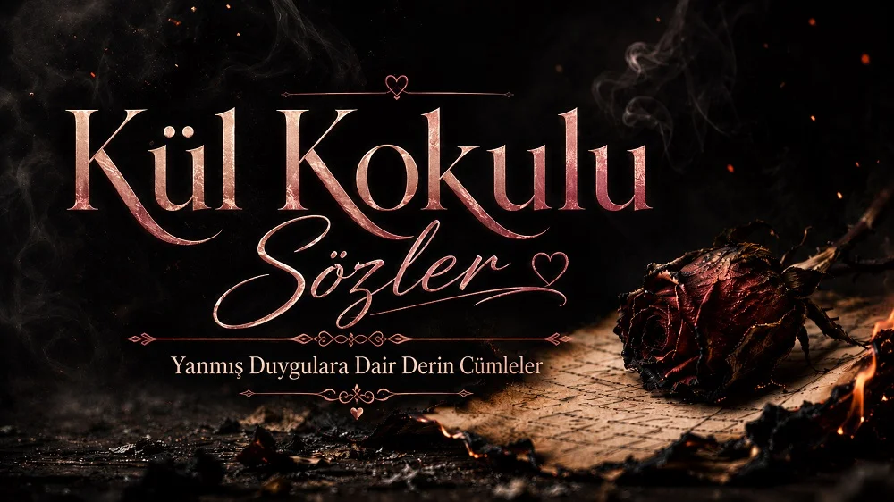 Kül Kokulu Sözler yazısının yer aldığı, dumanlı karanlık fonda yanmış mektup ve solmuş kırmızı gül detaylarıyla hazırlanmış duygusal kapak tasarımı.