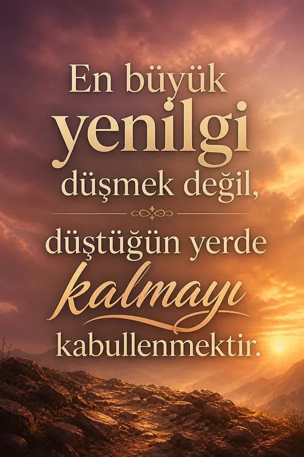 Gün batımında yol ve azim temalı motivasyon sözü