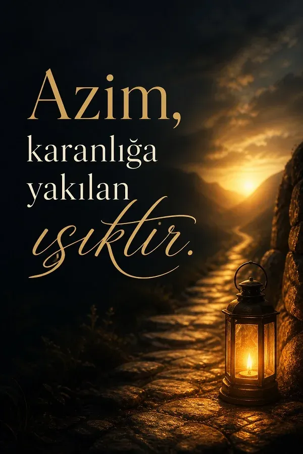 Fener ışığında karanlık yol ve azim sözü
