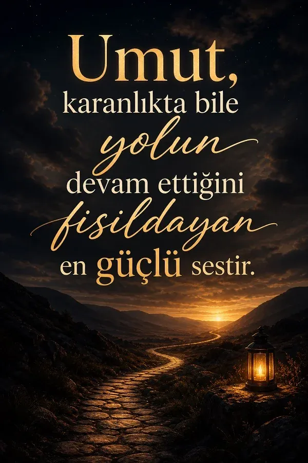 Gece yolu ve umut temalı motivasyon sözü