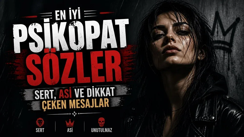 En iyi psikopat sözler kapak görseli, sert ve asi temalı kadın figürü ile dikkat çeken sözler tasarımı