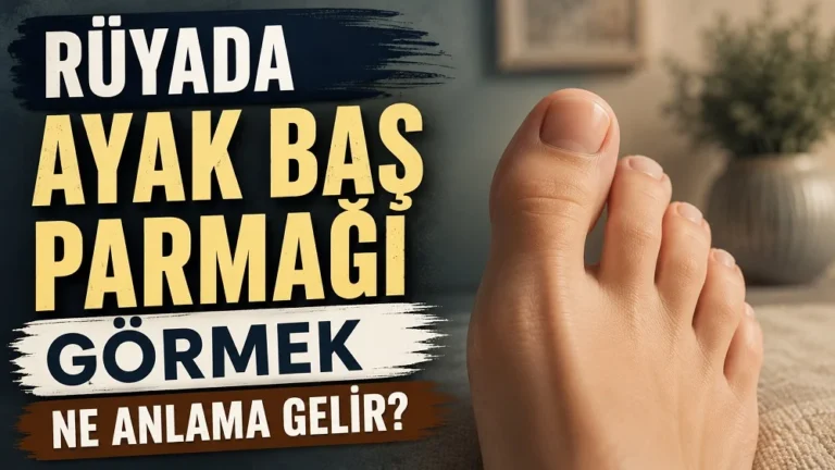 Rüyada ayak baş parmağı görmek ne anlama gelir başlıklı, ayak baş parmağı detayının öne çıkarıldığı koyu mavi ve krem tonlu kapak görseli.