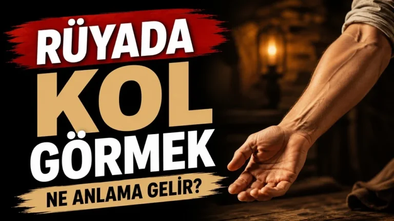 Rüyada Kol Görmek Ne Anlama Gelir başlıklı, sıcak ışık altında uzanmış bir kolun yer aldığı siyah, kırmızı ve bej tonlarda hazırlanmış blog kapak görseli.
