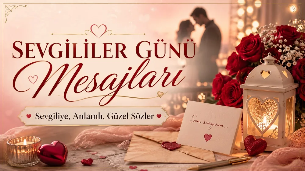 Güller, mum ışığı, aşk mektubu ve romantik çift silüetiyle hazırlanmış Sevgililer Günü kapak görseli.