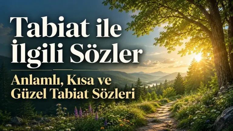 Güneş ışıkları altında ağaçlar, çiçekli patika ve yeşil doğa manzarasıyla hazırlanmış Tabiat ile İlgili Sözler kapak görseli.