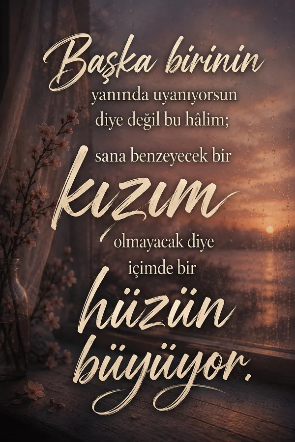 Yağmurlu pencere önünde özlem ve hüzün duygusunu anlatan romantik söz.