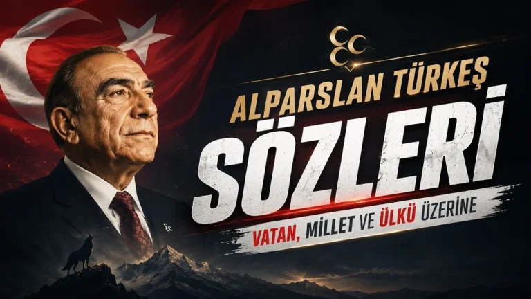 Alparslan Türkeş sözleri başlıklı, Türk bayrağı ve bozkurt detaylarıyla hazırlanmış modern kapak görseli.