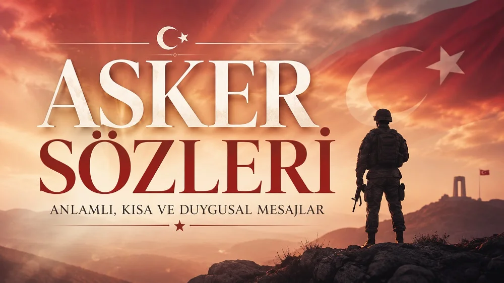 Asker sözleri başlığıyla, Türk bayrağı önünde nöbet tutan asker silüeti ve gün batımı manzarasının yer aldığı modern kapak görseli.
